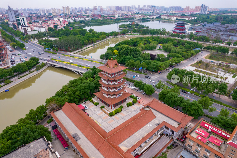 河北沧州清风楼古建筑航拍摄影图