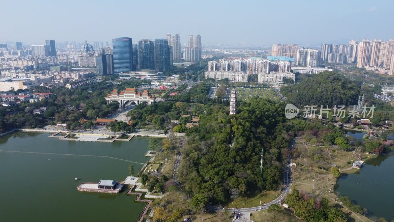 航拍广东省佛山市顺德区顺峰山公园