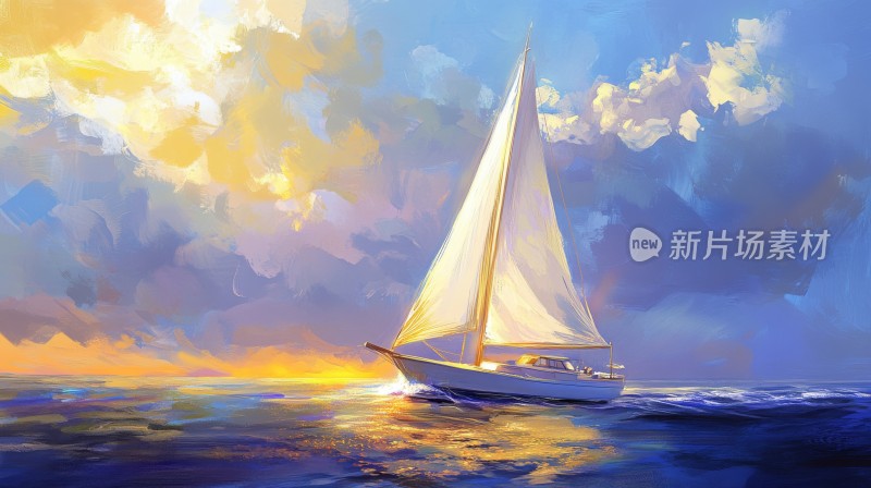 扬帆起航的帆船