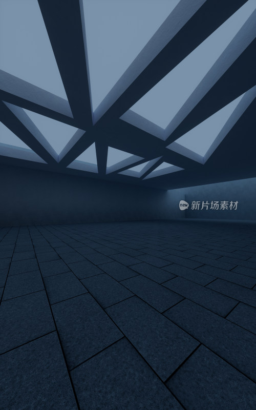 黑暗混凝土建筑背景3D渲染