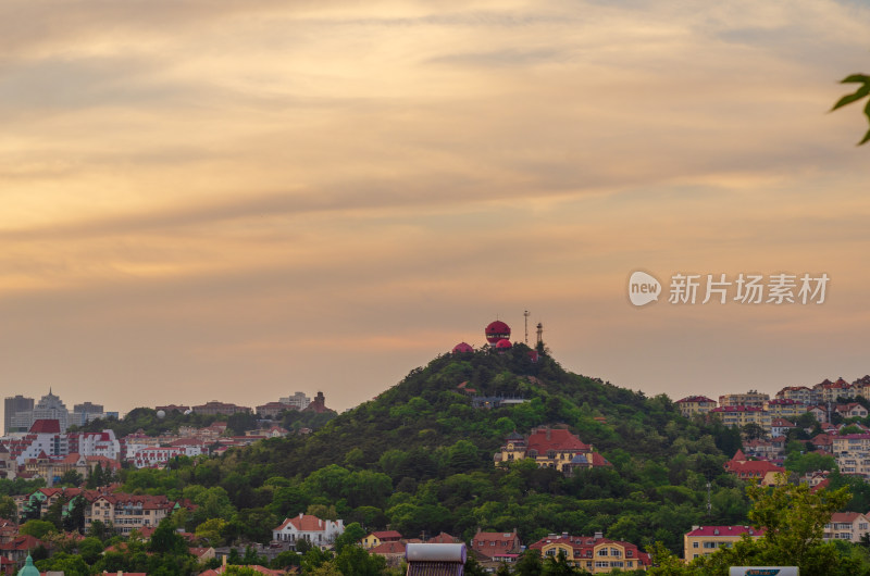 中国山东青岛信号山夕阳风景