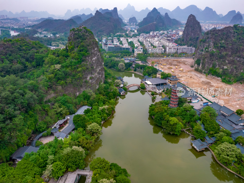 广西桂林山水风光航拍摄影图