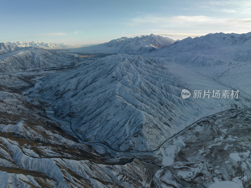 新疆喀什塔县帕米尔高原塔合曼湿地河道航拍