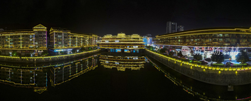 湖南通道城市夜景航拍