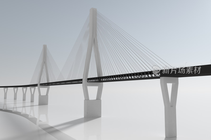 吊索桥桥梁模型 3D渲染