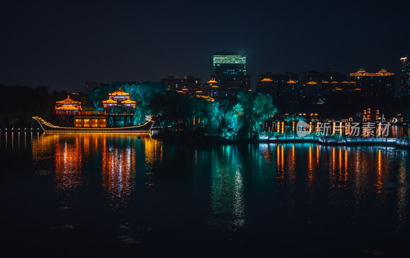 陕西西安大唐芙蓉园夜晚景色