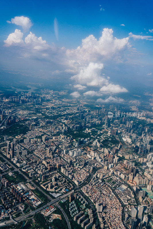 飞机航拍深圳市区城景