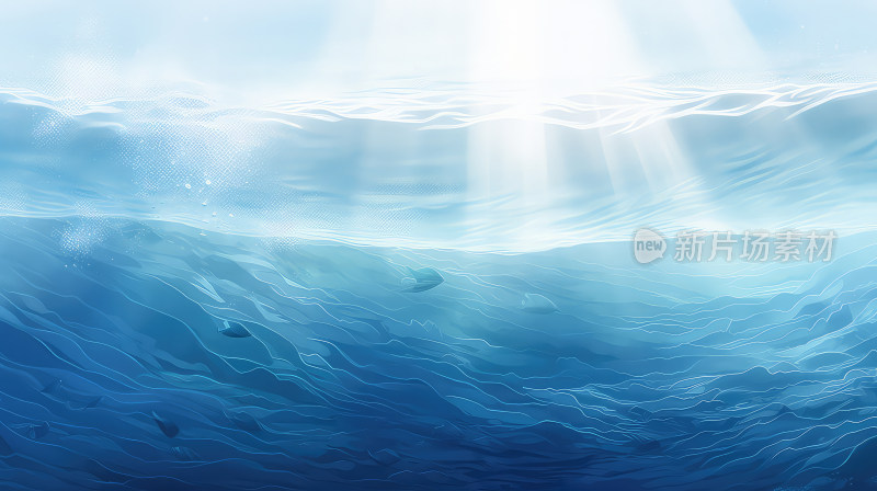 蓝色大海和透光的丁达尔效应