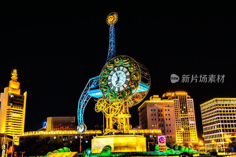 天津市地标世纪钟夜景