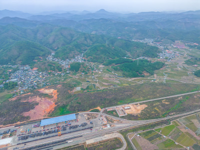 航拍西双版纳景洪市勐养镇野象谷货运站