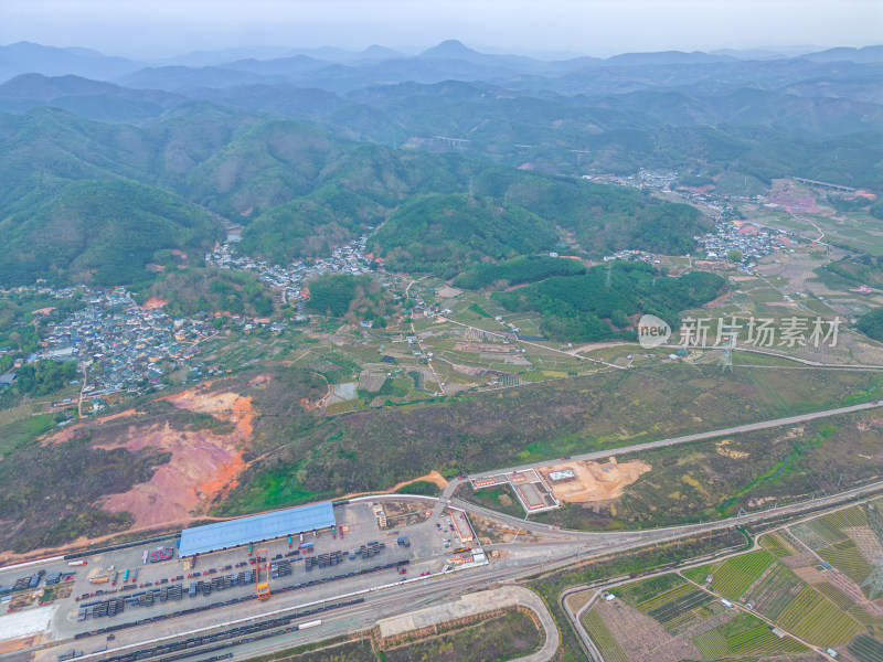 航拍西双版纳景洪市勐养镇野象谷货运站