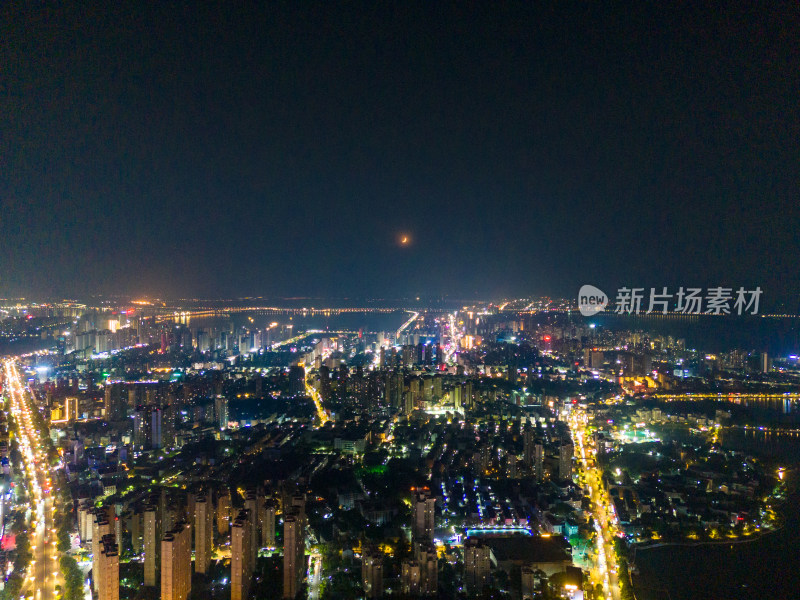 九江城市夜景灯光航拍图