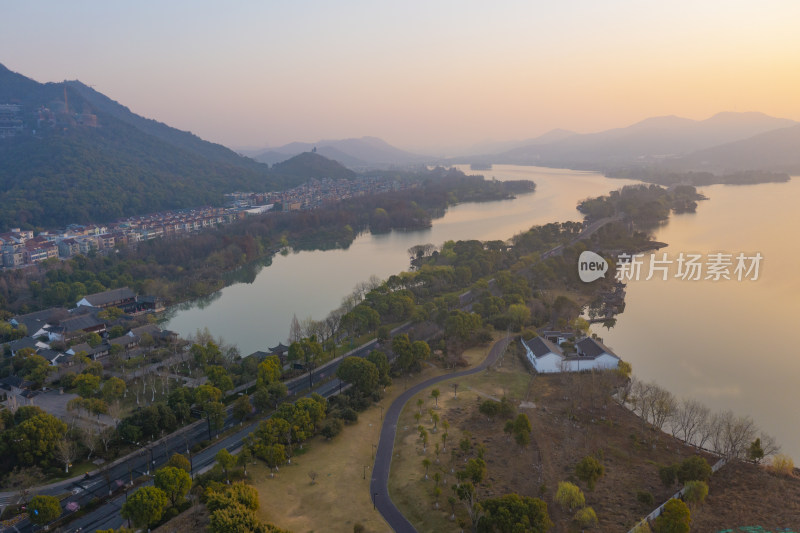 杭州萧山湘湖老虎洞景区秋色航拍