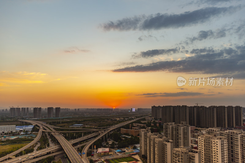 城市风光夕阳景色素材