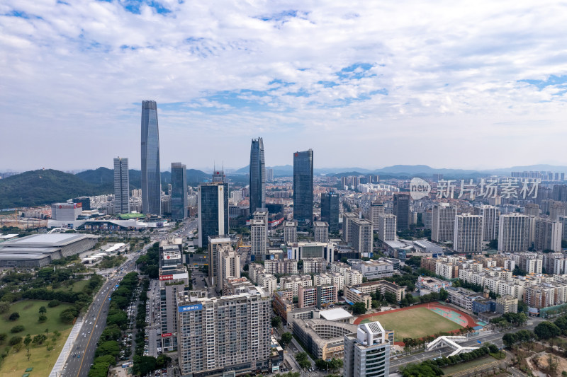 广东东莞城市风光中心广场航拍摄影图