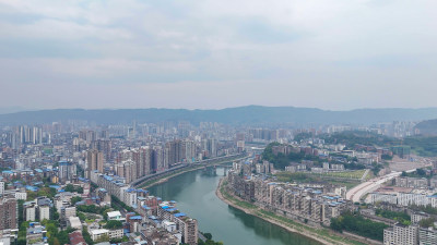 四川达州大景达州州河风光航拍