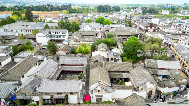 云南大理喜洲古城著名旅游景区航拍