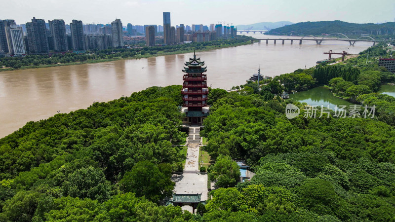 湖南株洲城市风光航拍图