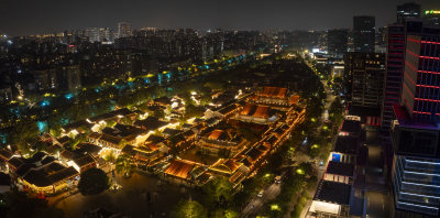 杭州拱墅区大兜路街区香积寺夜景