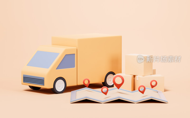货车与货物运输3D渲染