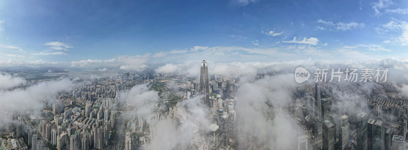 深圳平安金融中心云海航拍图