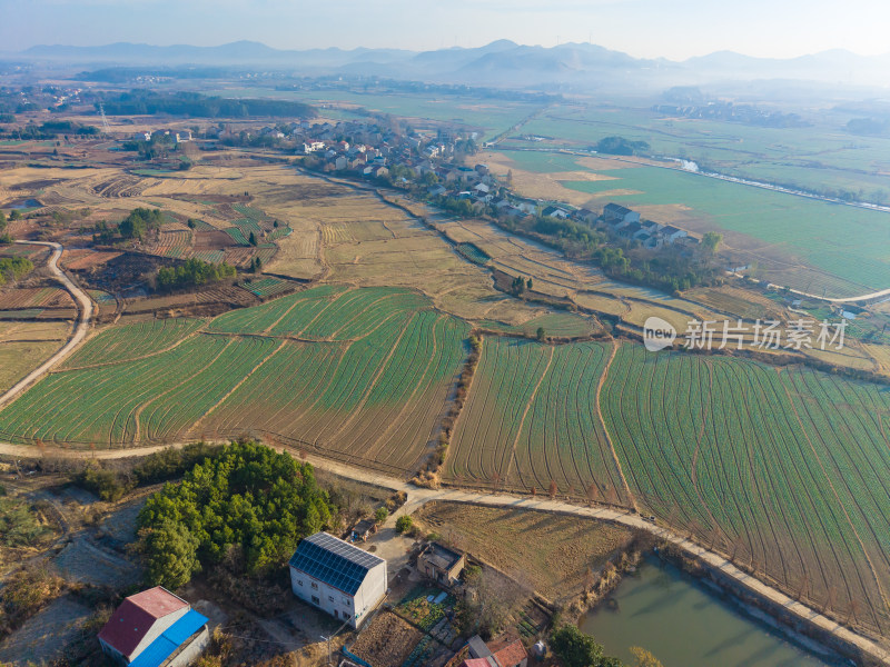 乡村田野航拍全景