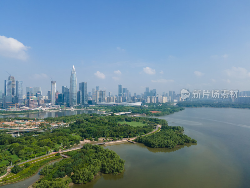 深圳南山深圳湾公园航拍后海总部基地风光