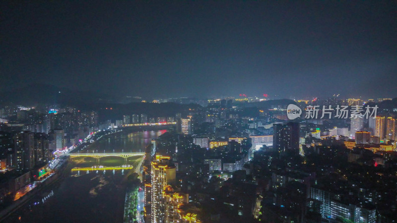 四川达州夜景达州大景航拍