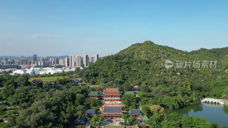 航拍广东珠海圆明新园