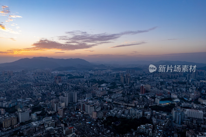 广东江门城市夕阳晚霞航拍摄影图