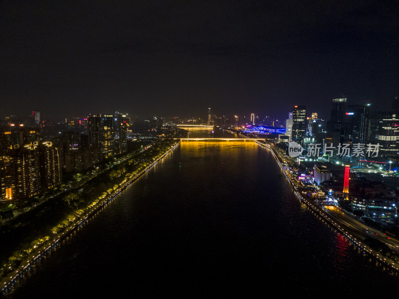 航拍广州城市夜景