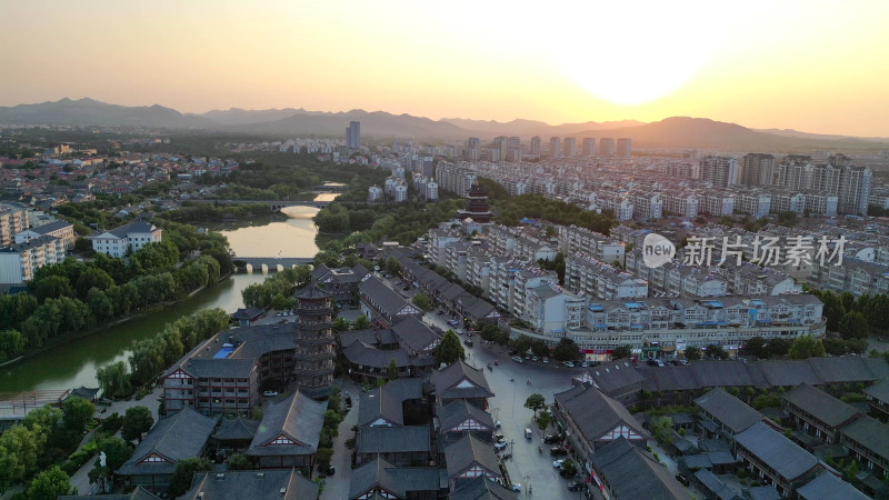 航拍山东潍坊青州古城5A景区