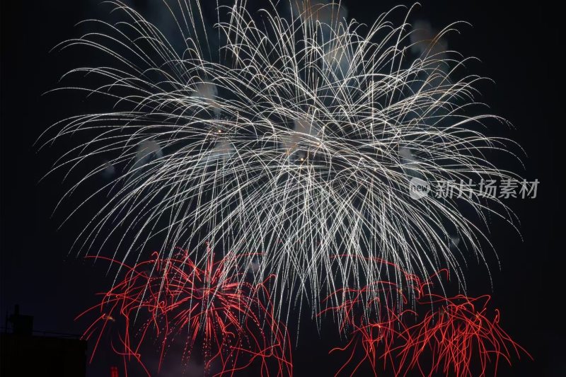 绚烂多彩的烟花夜景