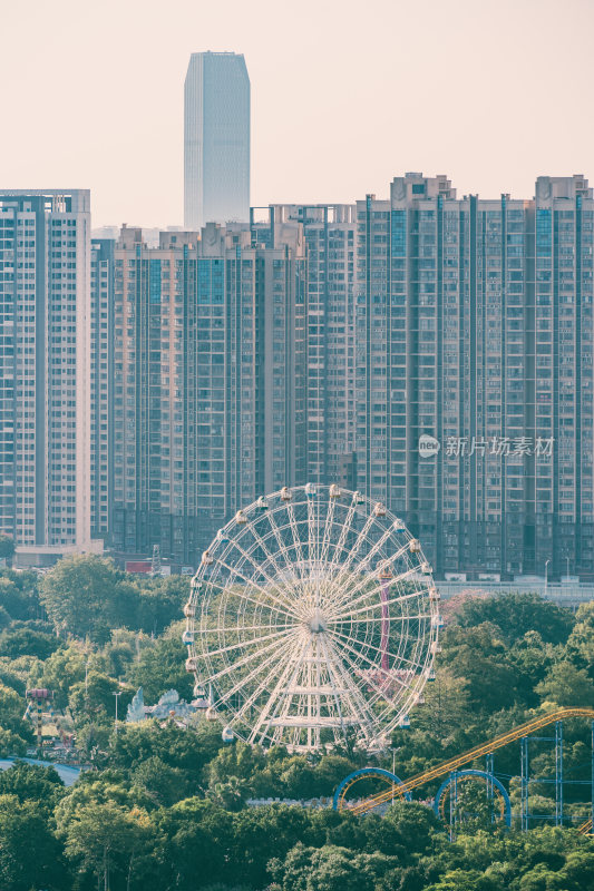 广西柳州雀儿山公园-摩天轮与城市建筑