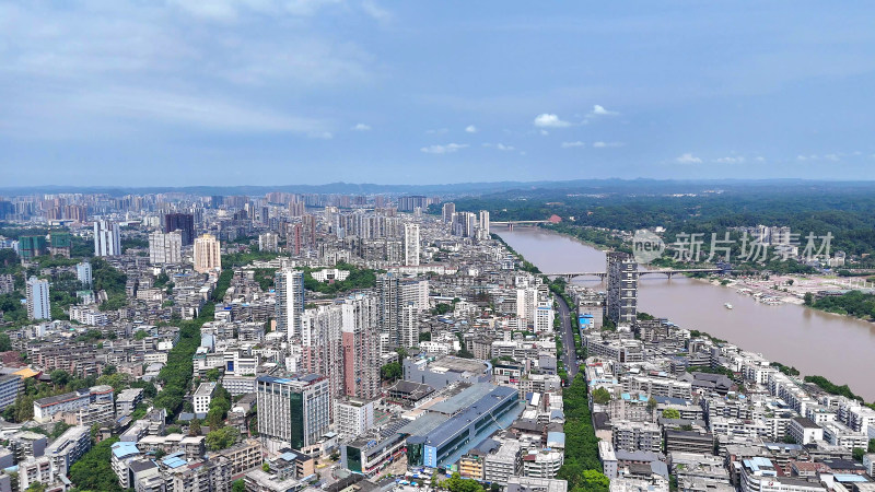 航拍四川乐山城市建设乐山大景