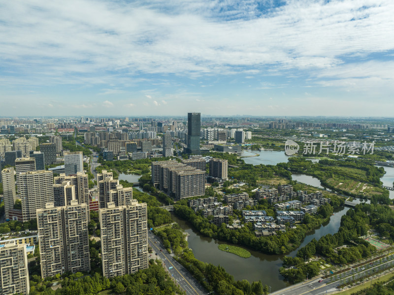 上海嘉定新城城市建筑住宅房产航拍