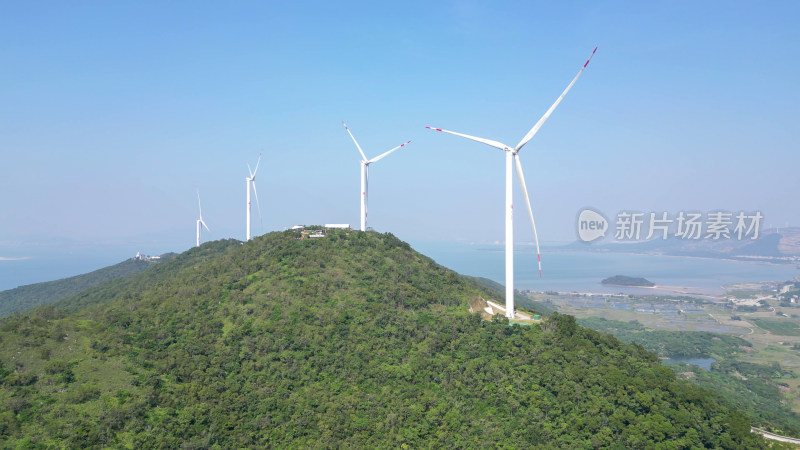 航拍大山风车绿色能源风力发电