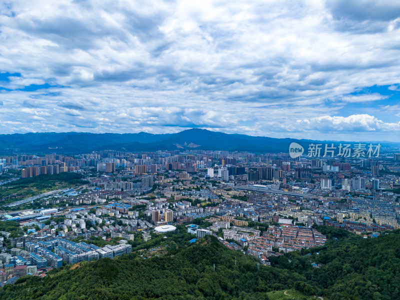 湖南湘西怀化城市全景航拍图