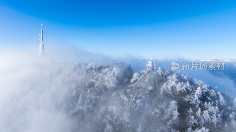 唯美高山日出云海冬季雾凇森林美景大好河山