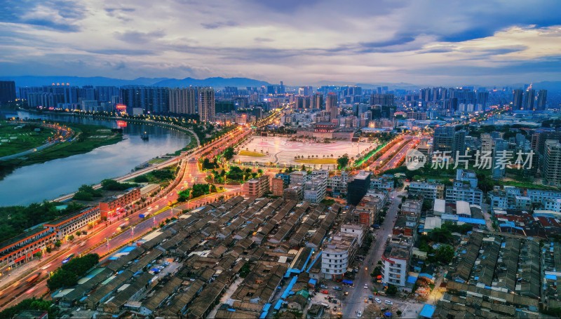 揭阳楼夜景 航拍揭阳 揭阳楼航拍