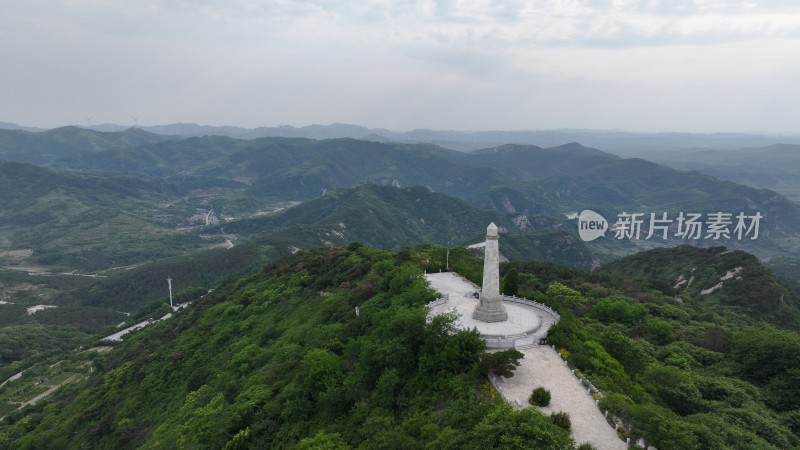 航拍乳山市马石山十勇士革命烈士纪念馆