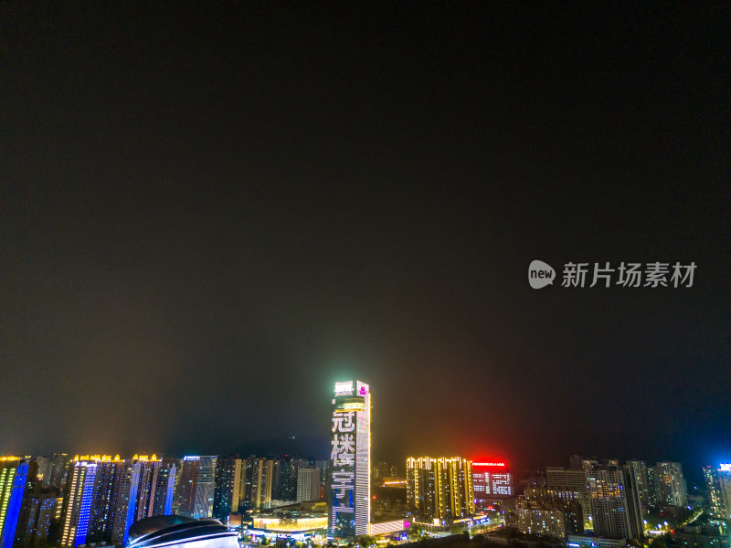 宝鸡渭河两岸夜景航拍图