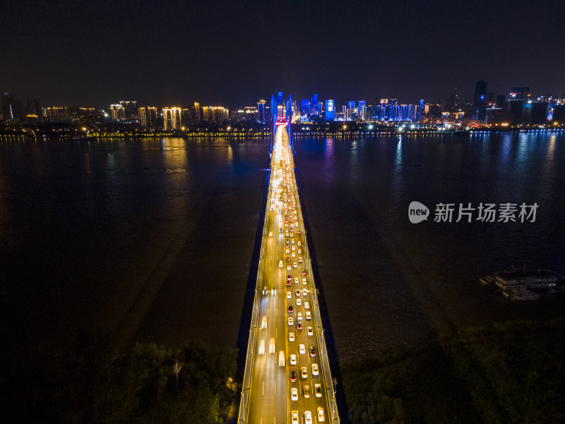 湖北武汉城市夜景灯光航拍摄影图