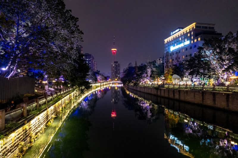 成都城市夜景灯光航拍图