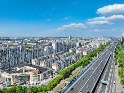 航拍昆山城市乡村建筑风光大景