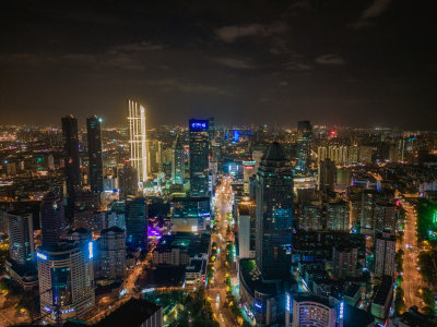 航拍江苏无锡夜景无锡大景无锡地标