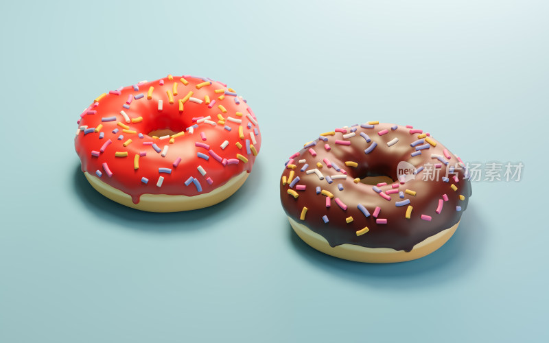 美味的甜甜圈3D渲染