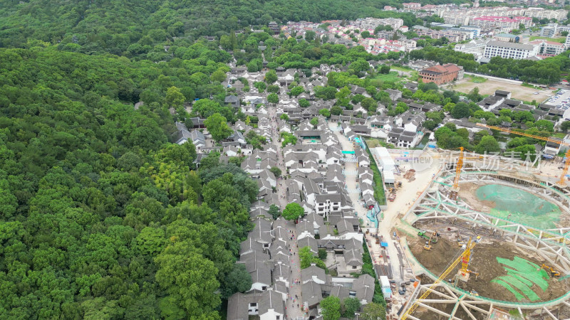 航拍江苏无锡惠山古镇5A景区