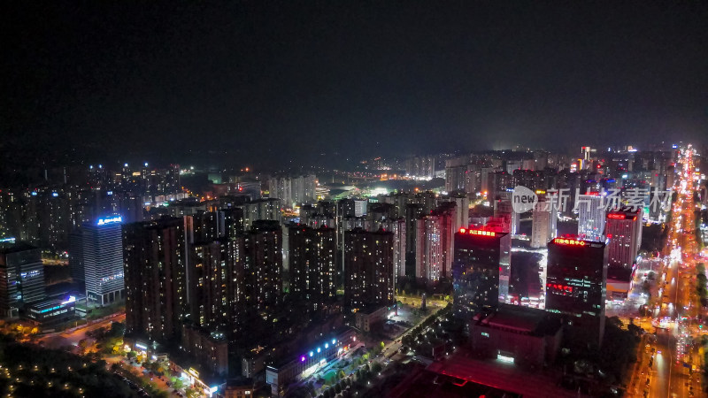 四川内江城市夜景灯光航拍图