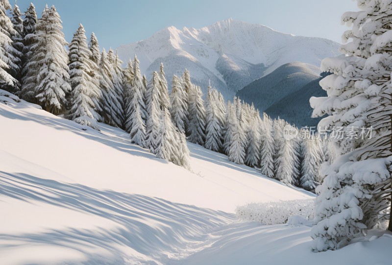 冬季森林白雪覆盖风景